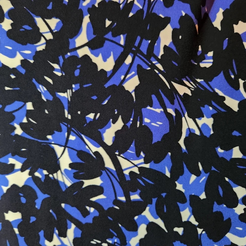 Jones New York Black and Blue Patterned Midi Dress